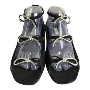 Balenciaga Triple Bow Ballet flats Womens US10 EU40 Black Suede NEW
